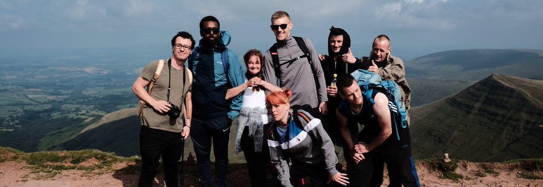 Diversionary Activities Team and clients at the top of Pen Y Fan